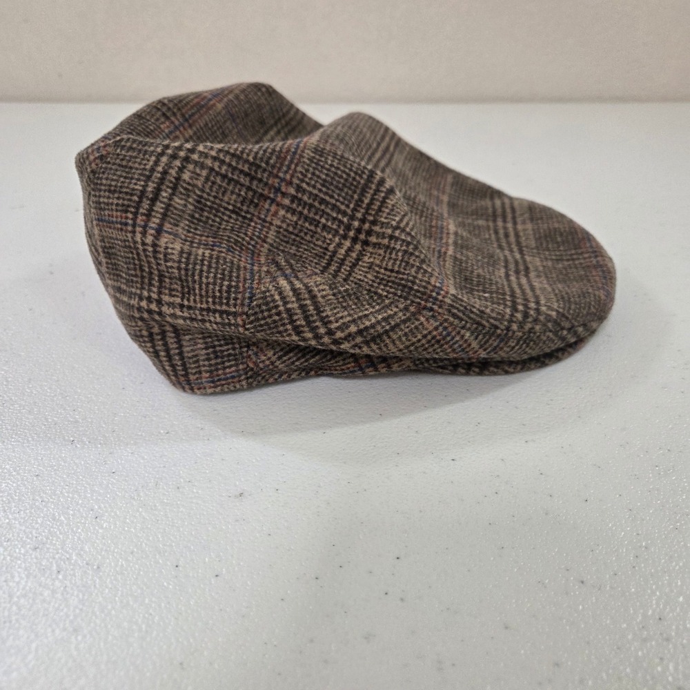 Stefano Brown Glen Plaid‎ Wool Blend Flat Cap Newsboy Ivy Driving Hat Mens